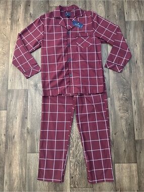 Stafford Regular Fit Cotton/Modal Pant Pajama Set Men’s Size S Burgundy